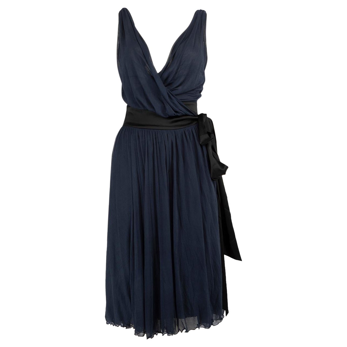 Diane Von Furstenberg Navy V-Neck Wrap Dress Size S