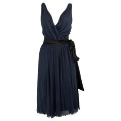 Diane Von Furstenberg Navy V-Neck Wrap Dress Size S