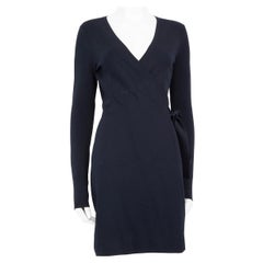 Diane Von Furstenberg Navy Wrap Long Sleeve Dress Size S