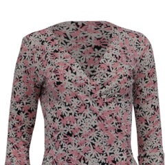 Diane von Furstenberg New Julian Two Garden Daisy Wrap Dress in Pink Cotton