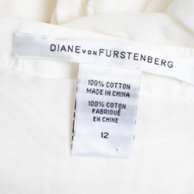 Gris Diane von Furstenberg Jupe à volants en coton blanc L en vente