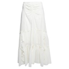 Diane von Furstenberg Gonna con volant in cotone Off-White L
