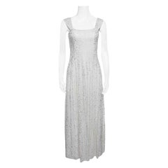 Diane Von Furstenberg Off White Flutter Foil Lillie Maxi Dress S