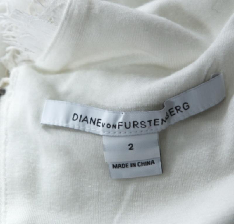 Diane von Furstenberg Off White Langärmeliges Zarita Spitzenkleid S Damen im Angebot