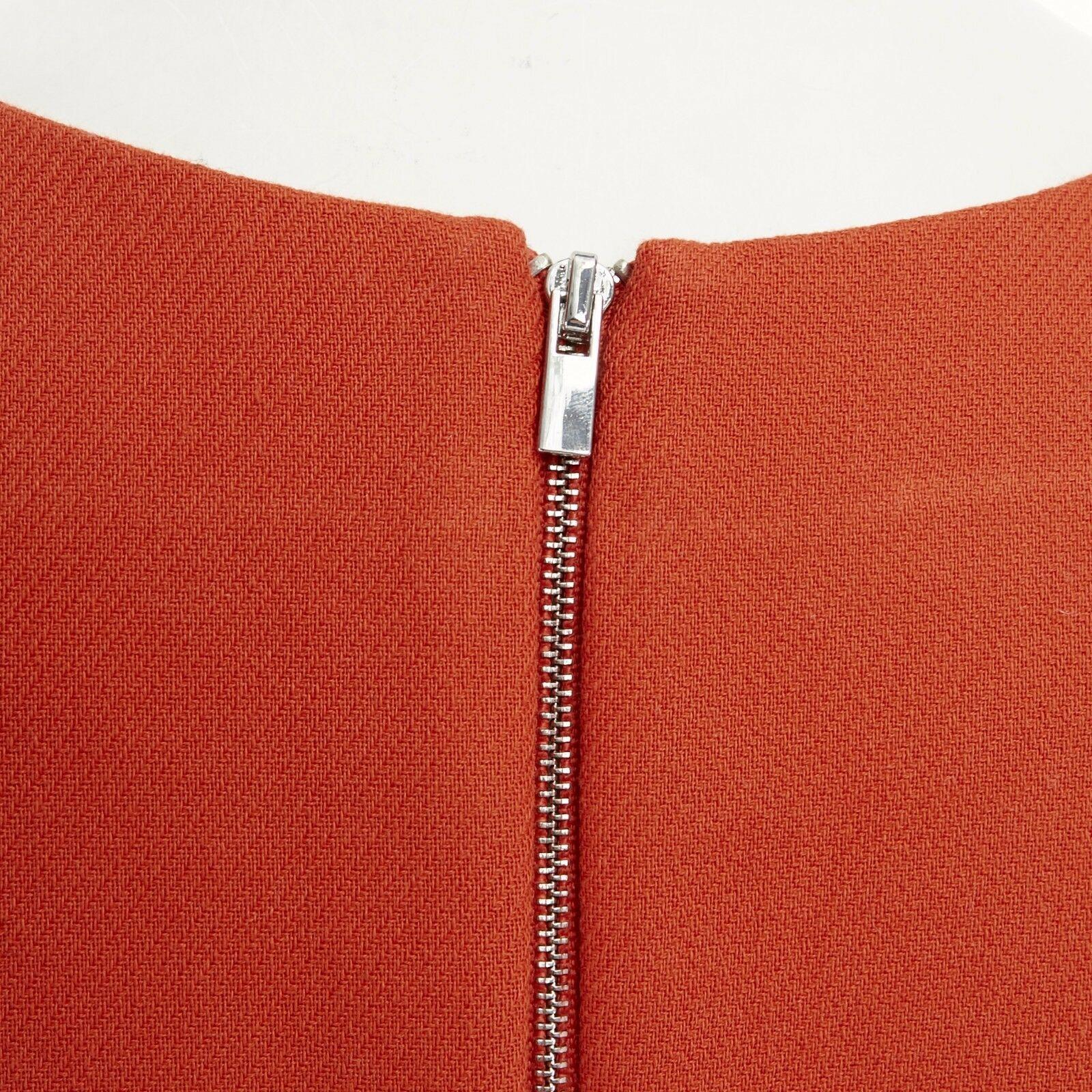 DIANE VON FURSTENBERG orange cotton blend silver tab waist A-line dress US4 S 6