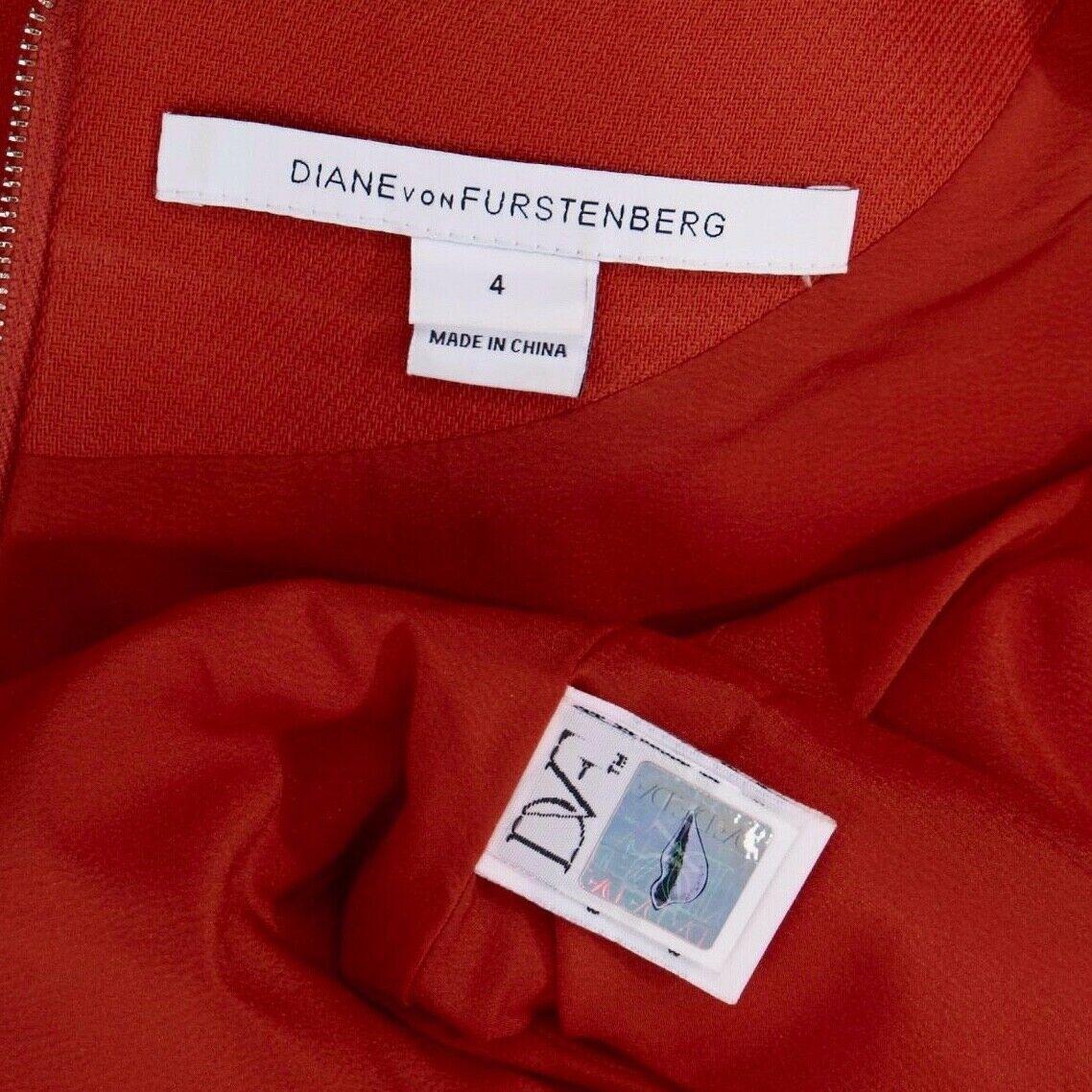 DIANE VON FURSTENBERG orange cotton blend silver tab waist A-line dress US4 S 7