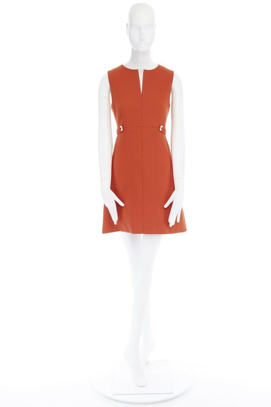 Orange DIANE VON FURSTENBERG orange cotton blend silver tab waist A-line dress US4 S