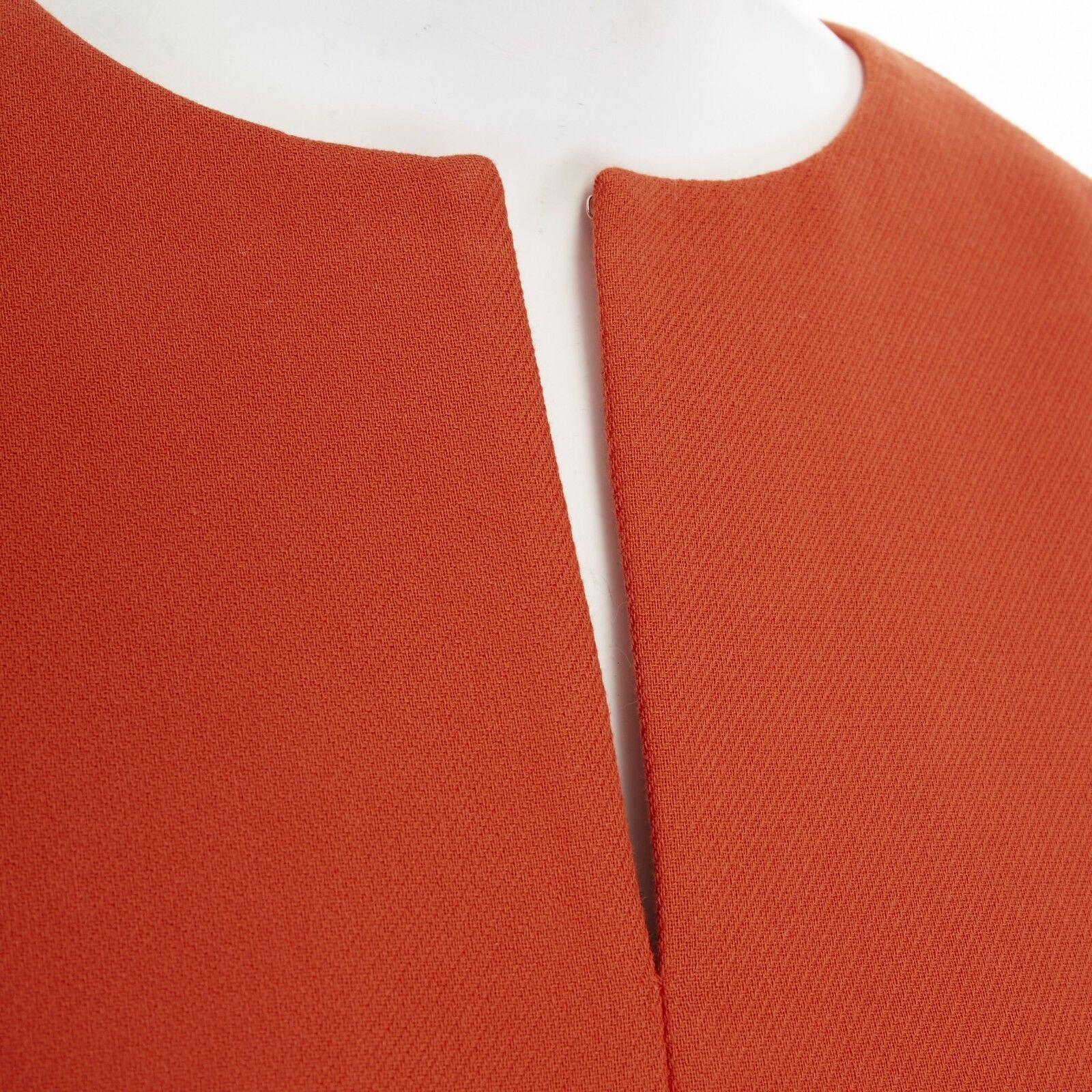 DIANE VON FURSTENBERG orange cotton blend silver tab waist A-line dress US4 S 4