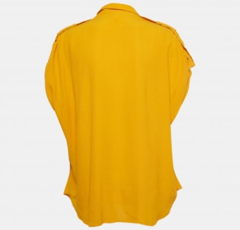 Diane von Furstenberg Orange Crepe Karin Bluse mit gerafften Ärmeln S Damen im Angebot