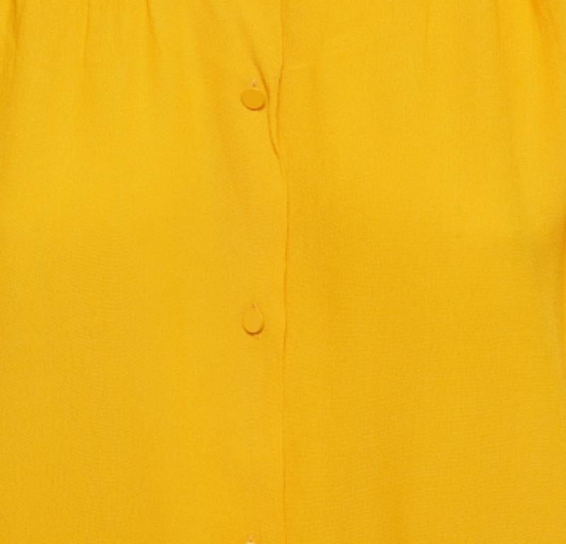 Diane von Furstenberg Orange Crepe Karin Bluse mit gerafften Ärmeln S im Angebot 1