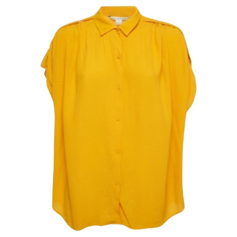 Diane von Furstenberg Orange Crepe Karin Bluse mit gerafften Ärmeln S