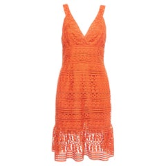Diane Von Furstenberg Orange Guipure Lace Tiana Sleeveless Dress M
