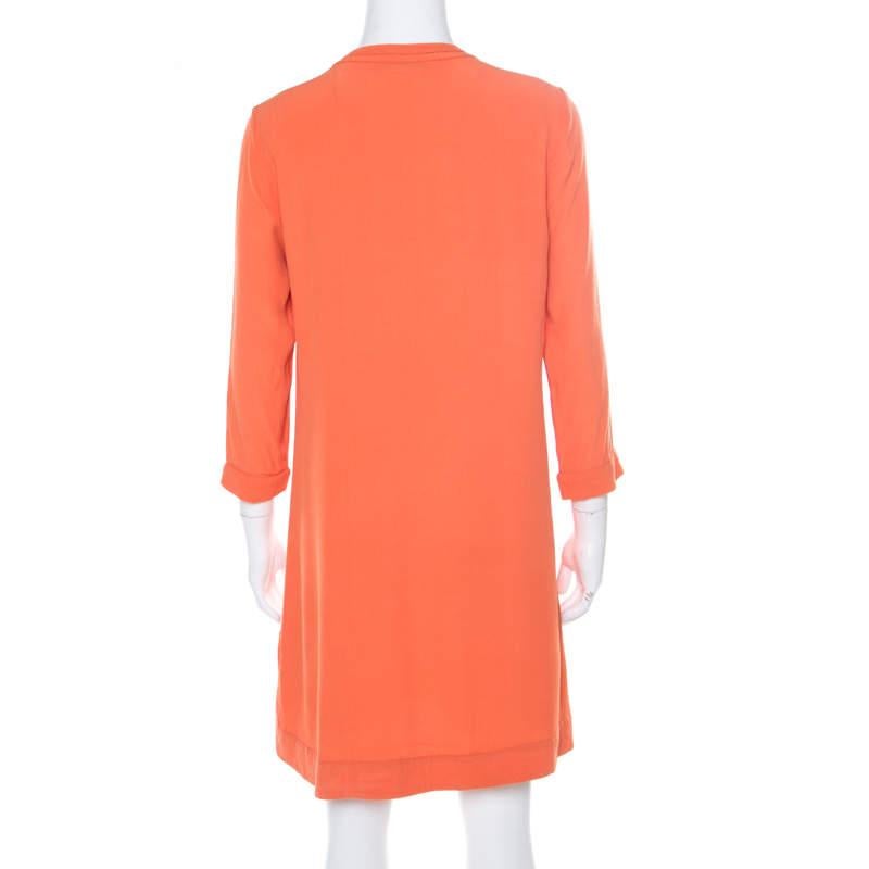 Diane Von Furstenberg Orange Long Sleeve Kea Dress M In Good Condition For Sale In Dubai, Al Qouz 2