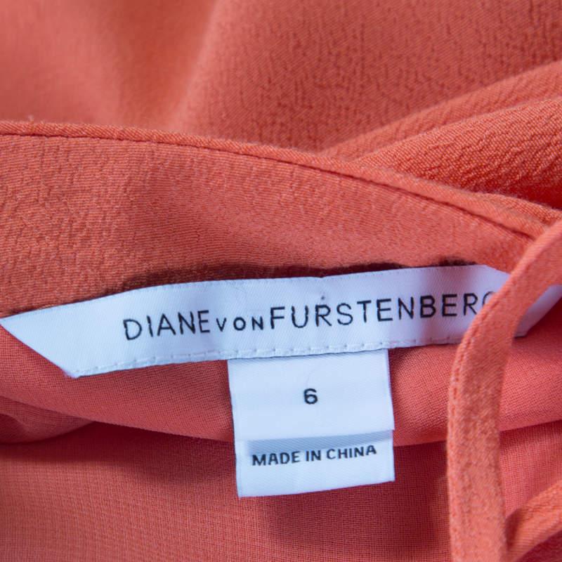 Diane Von Furstenberg Orange Long Sleeve Kea Dress M For Sale 1