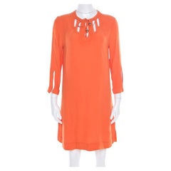 Used Diane Von Furstenberg Orange Long Sleeve Kea Dress M
