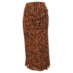 Diane Von Furstenberg Orange Print Stretch Knit Caspian Tigress Midi Skirt S