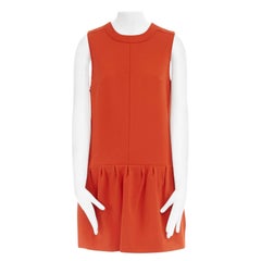DIANE VON FURSTENBERG orange round neck sleevless flared skirt dress US4 S