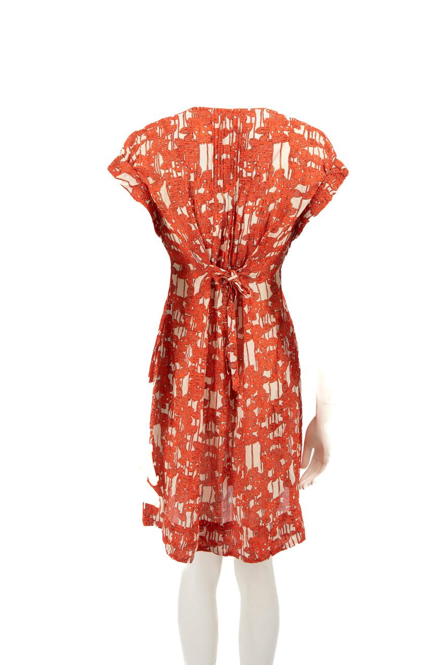 Diane Von Furstenberg Orange Silk Abstract Dress Size S In Good Condition For Sale In London, GB