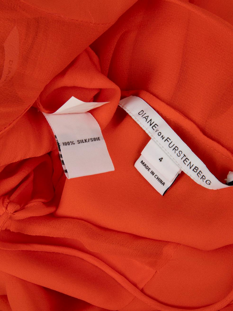 Women's Diane Von Furstenberg Orange Silk Dress with Slip Size S