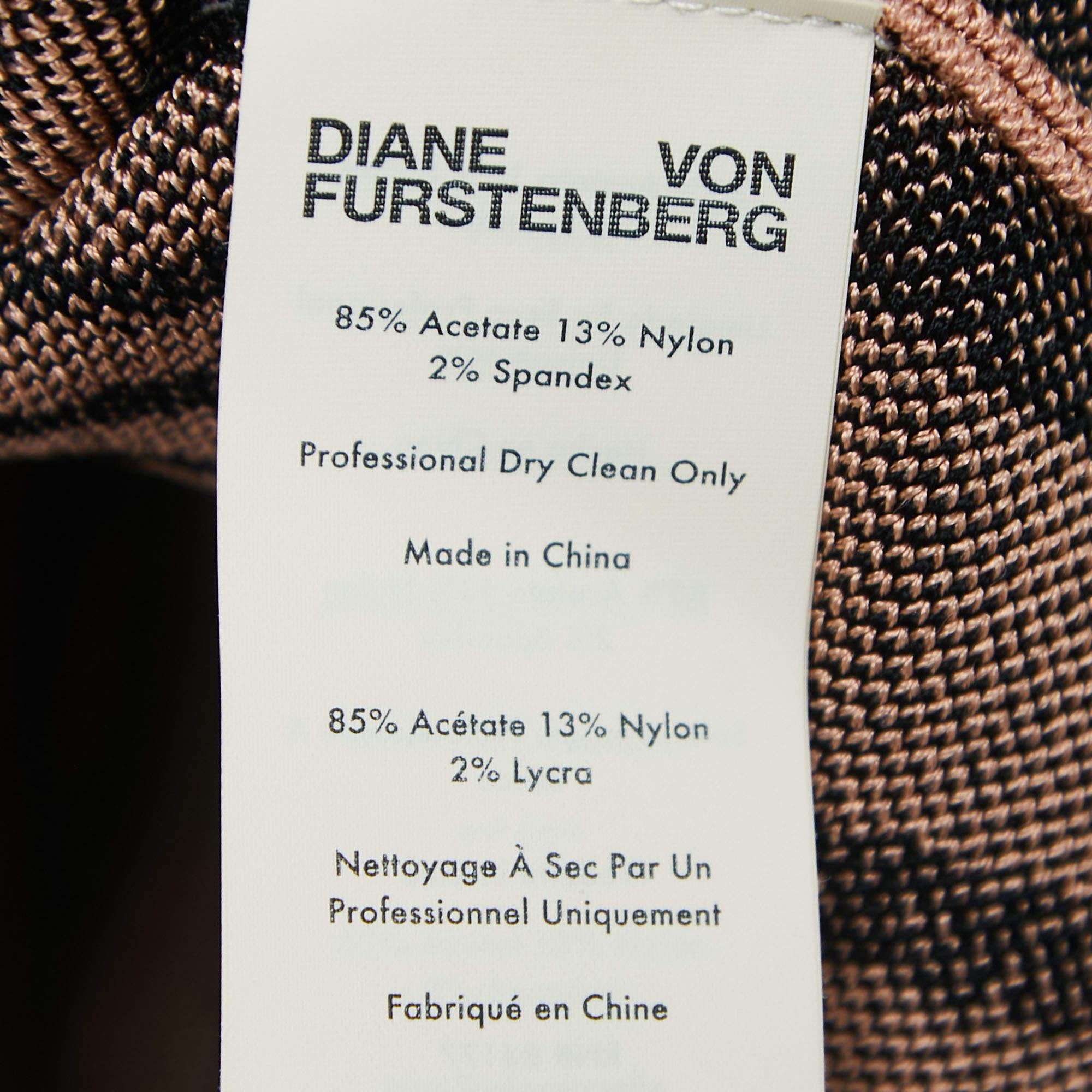 Women's Diane Von Furstenberg Pink/Black Tiger Striped Knit Cardigan XL For Sale