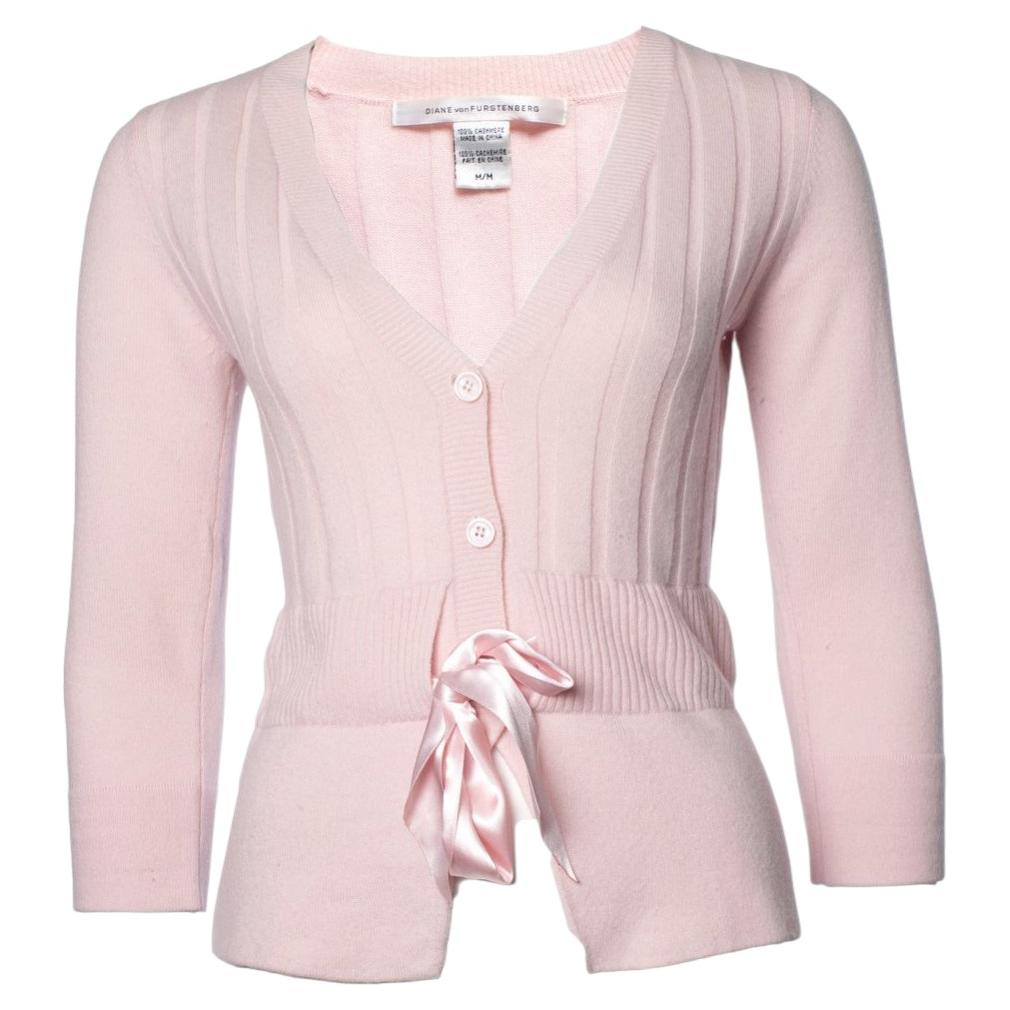 Diane Von Furstenberg, Pink cardigan with ribbon