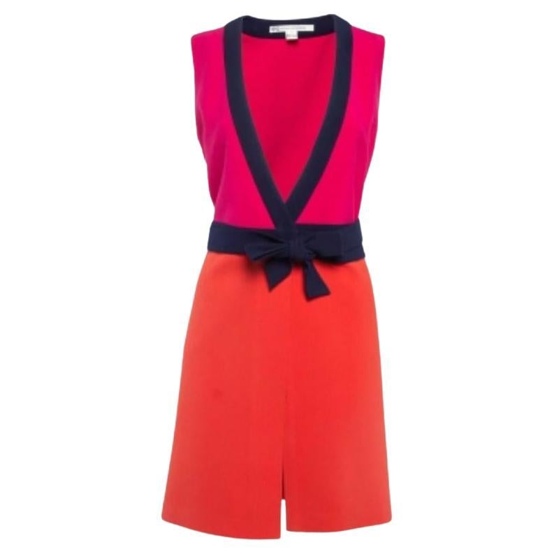 Diane von Furstenberg Rosa/Orange Krepp-Wickelminikleid S im Angebot
