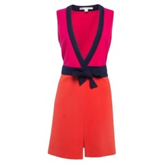 Diane Von Furstenberg Pink/Orange Crepe Wrap Mini Dress S