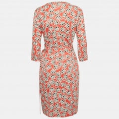 Diane Von Furstenberg Pink Printed  Jersey Julian Wrap Dress L