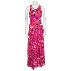 Diane Von Furstenberg Pink Silk Eden Garden Printed Davina Maxi Dress S