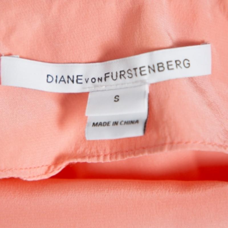 Diane Von Furstenberg Pink Silk Pocket Detail Oversized Dana Top S In Good Condition For Sale In Dubai, Al Qouz 2