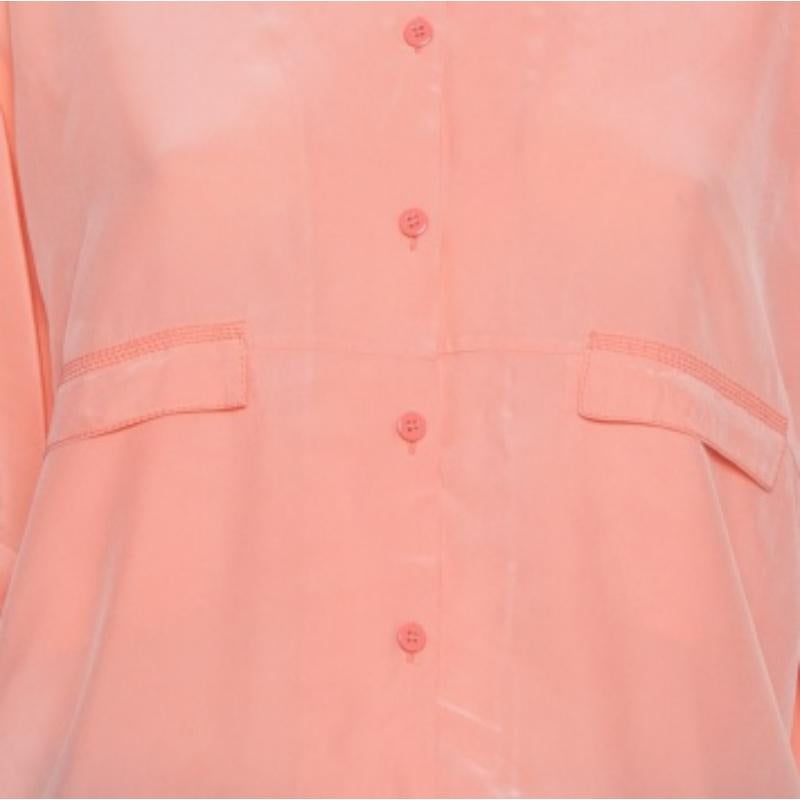 Diane Von Furstenberg Pink Silk Pocket Detail Oversized Dana Top S For Sale 2