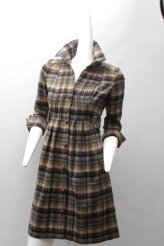Diane von Furstenberg, plaid button up dress with leather knots and silk lining