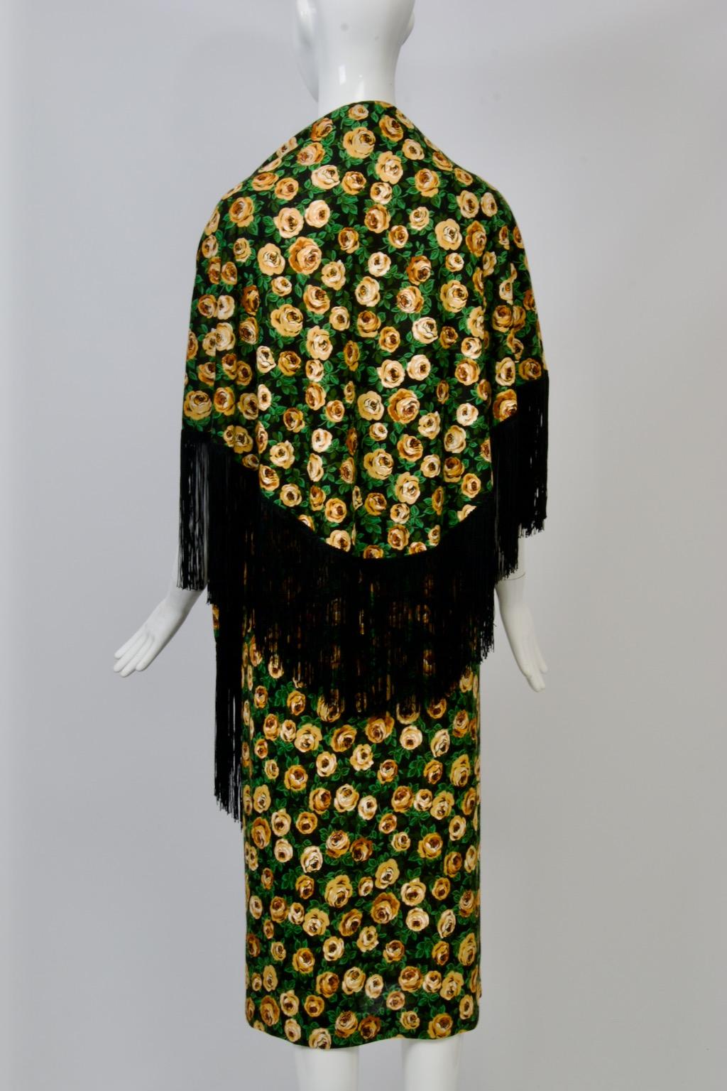 Brown Diane von Furstenberg Print Maxi Dress with Shawl For Sale