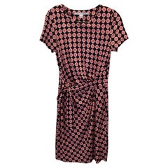 Diane Von Furstenberg Printed Mock-Wrap Dress in Multicolor Silk