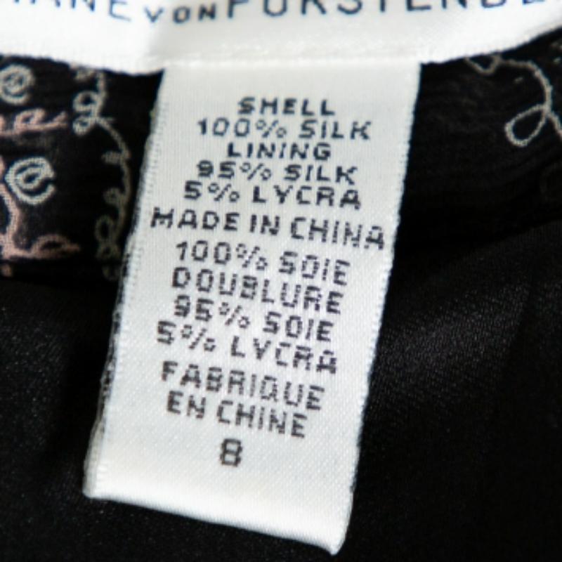 Diane Von Furstenberg Printed Silk Lace Trim Detail Tiered Taleen Mini Dress M In Excellent Condition For Sale In Dubai, Al Qouz 2