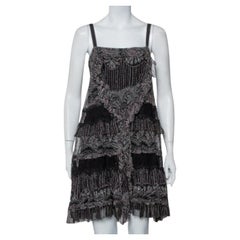 Diane Von Furstenberg Printed Silk Lace Trim Detail Tiered Taleen Mini Dress M
