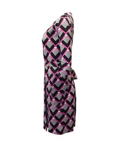 Diane Von Furstenberg Printed Wrap Dress in Multicolor Silk