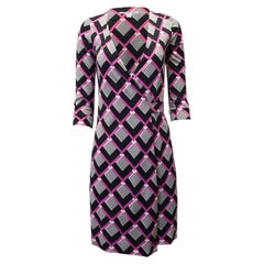 Bedrucktes Wickelkleid von Diane von Fürstenberg aus mehrfarbiger Seide
