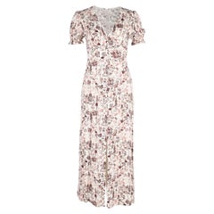 Diane Von Furstenberg Puffed Sleeve Floral Midi Dress in Rose Pink Viscose