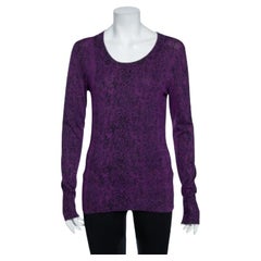 Diane Von Furstenberg Purple Animal Print Knit Neva Top S