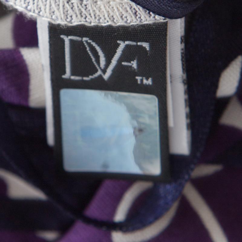 Women's Diane Von Furstenberg Purple Asterisk Meadow Printed Silk Jersey Sirena Dress M