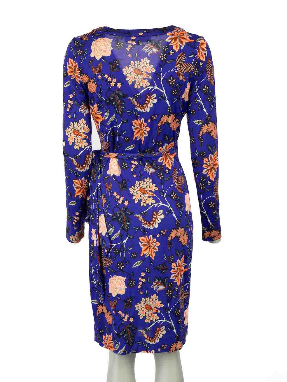 Diane Von Furstenberg Purple Floral Print Dress Size S In Excellent Condition For Sale In London, GB