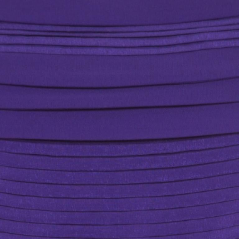 Donna Diane von Furstenberg - Vestito a collo quadrato in seta plissettata viola S in vendita