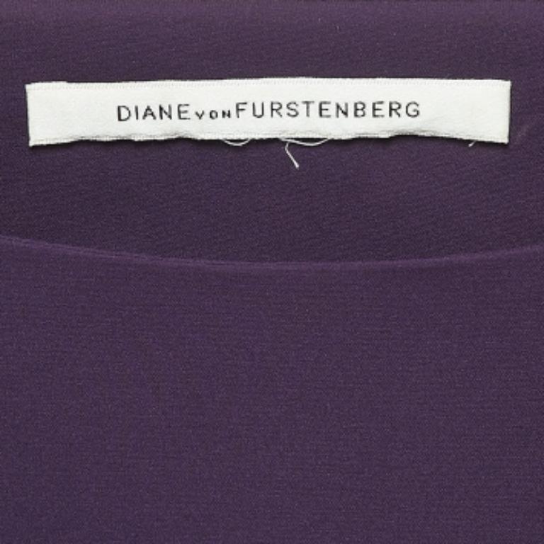 Nero Diane von Furstenberg - Mini abito con maniche drappeggiate in crepe stretch viola M. in vendita