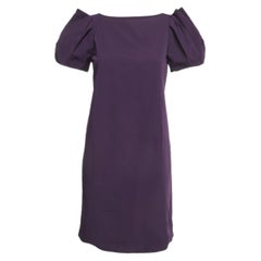 Diane von Furstenberg - Mini abito con maniche drappeggiate in crepe stretch viola M.