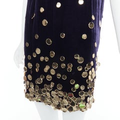 DIANE VON FURSTENBERG lila Samt-Gold pailette-Etuikleid US2 S