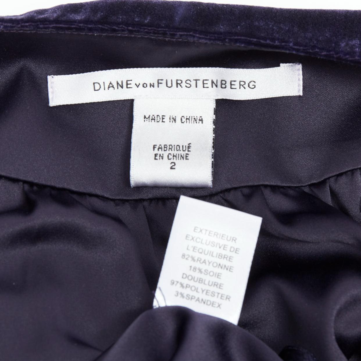 DIANE VON FURSTENBERG purple velour gold pailette sheath dress US2 S For Sale 3