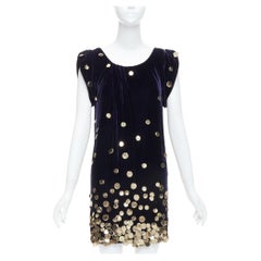 DIANE VON FURSTENBERG - Robe fourreau à paillettes dorées en velours violet US2 S
