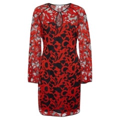 Diane Von Furstenberg Red & Black Lace Gadie Mini Dress M