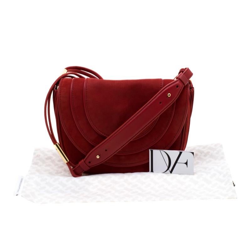 Diane Von Furstenberg Red Nubuck Leather Bullseye Crossbody Bag 5